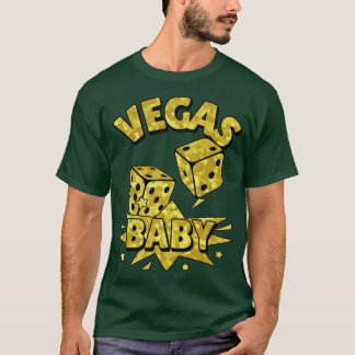 VEGASベビー転がザサイコロ金ゴールドおもしろいベガス引用文 Tシャツ