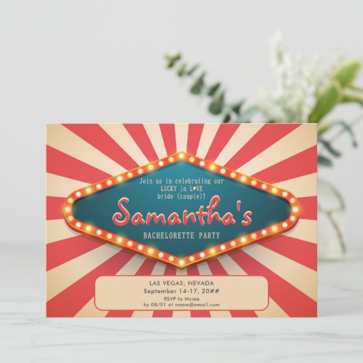 Vegas Before Vows Modern Lucky Casino Bachelorette 招待状 (スタンド正面)