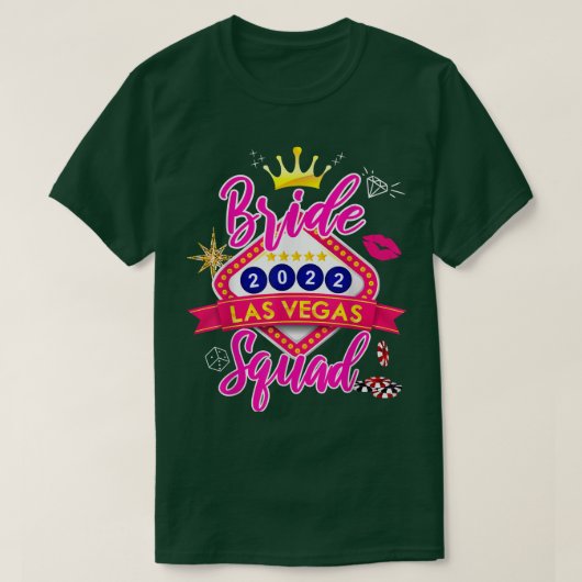 Vegas Bride Squad 2022、Vegas Vacerore結婚したにて Tシャツ (デザイン正面)