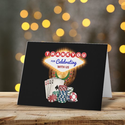 Vegas Casino Night Birthday / Bach Party Thank You サンキューカード