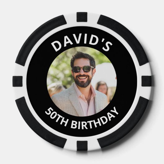 Vegas Casino Party Favor Black & White Photo ポーカーチップ (正面)