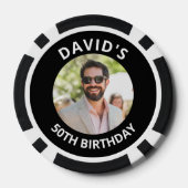 Vegas Casino Party Favor Black & White Photo ポーカーチップ (裏面)