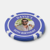 Vegas Casino Party Favor Blue & White Photo ポーカーチップ (シングル)