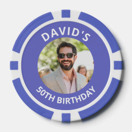 Vegas Casino Party Favor Blue & White Photo ポーカーチップ