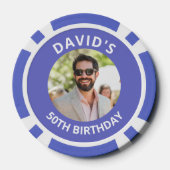 Vegas Casino Party Favor Blue & White Photo ポーカーチップ (裏面)