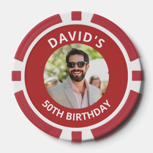 Vegas Casino Party Favor Red Photo ポーカーチップ (正面)