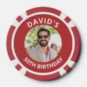 Vegas Casino Party Favor Red Photo ポーカーチップ (裏面)
