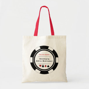 Vegas Casino Poker Chip Black White Birthday トートバッグ