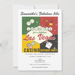 Vegas Casino Poker Night Fabulous Birthday Party 招待状