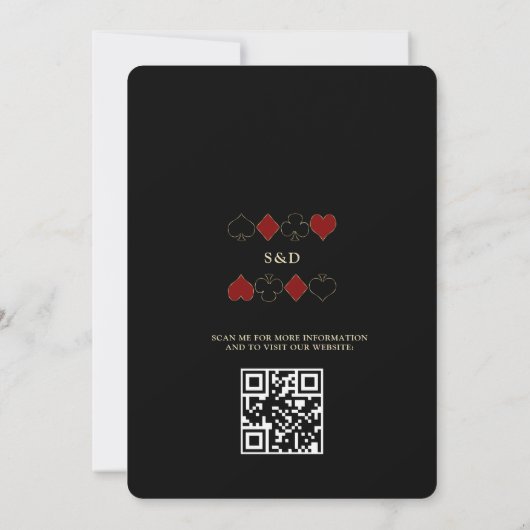 Vegas Gold Art Deco Casino QR Code Poker Wedding  招待状 (裏面)