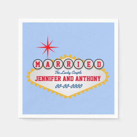 Vegas Welcome Signスタイルのパーソナライズ スタンダードカクテルナプキン (正面)