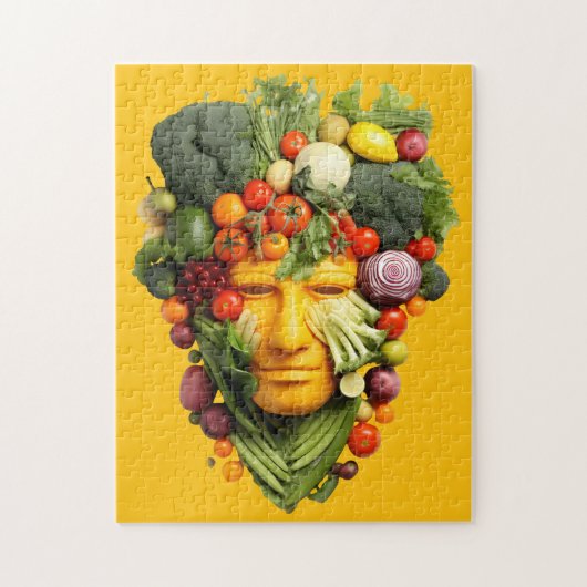 Vegetable Face Art | Creative Vegan Food Portrait  ジグソーパズル (縦)