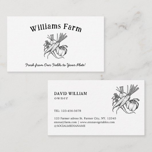Vegetable Farm Market Agriculture Business Card 名刺 (正面/裏面)