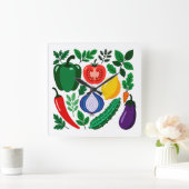 Vegetable pattern スクエア壁時計 (ホーム)