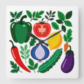 Vegetable pattern スクエア壁時計 (正面)