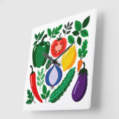 Vegetable pattern スクエア壁時計 (傾斜)