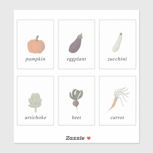 Vegetable seed pack 2x3 Inch Label Set シール (シート)