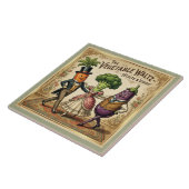 Vegetable Waltz Dancing Veggies Vintage Victorian タイル (側面)
