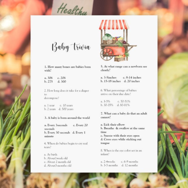 Vegetables baby shower Baby Trivia Game (クリエイターアップロード済み)