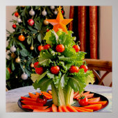 Vegetables Christmas Tree, Lettuce Leaves & Cherry ポスター (正面)