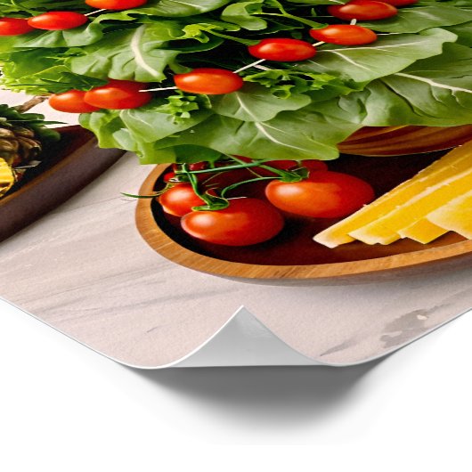 Vegetables Christmas Tree, Lettuce Leaves & Cherry ポスター (角)