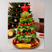 Vegetables Christmas Tree, Lettuce Leaves & Cherry ポスター (正面)