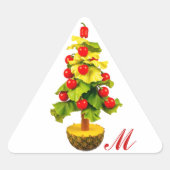 Vegetables Christmas Tree, Lettuce Leaves Monogram 三角形シール (正面)