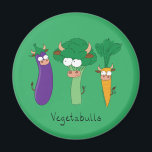 Vegetables Cute Kids Funny Cartoon マグネット<br><div class="desc">These adorable vegetaBULLS are here to say hello!  Perfect for a bull lover of vegetarian or just a friend that likes to stay healthy,  eat veggies and laugh!  Great gift for a vegetable lover that likes cute animal cartoons!</div>