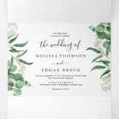  Vegetación de eucalipto| Boda de hoja verde 三つ折りカード (内部中)