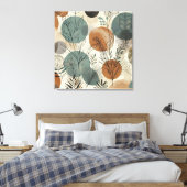Vegetal Line Art自然 with Tones and抽象芸術Ci キャンバスプリント (インサイチュ (寝室))