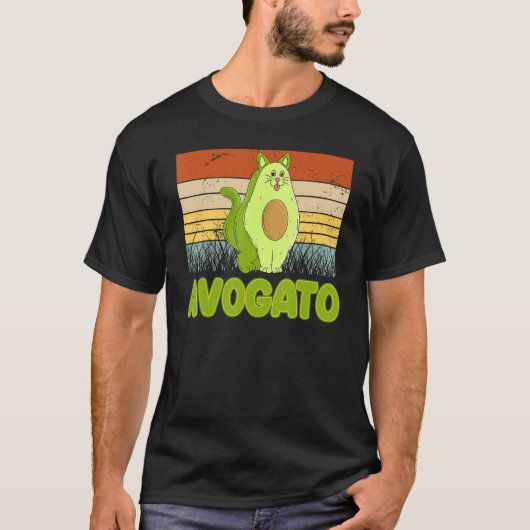 Vegetarian Cat Avogato Veggie Hangover Avocado Vin Tシャツ (正面)