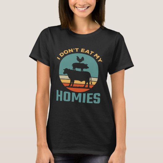 Vegetarian Don t Eat My Homies Herbivore Plant Pow Tシャツ (正面)