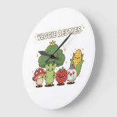 Veggie Besties | かわいい野菜のキャラクター ラージ壁時計 (傾斜)
