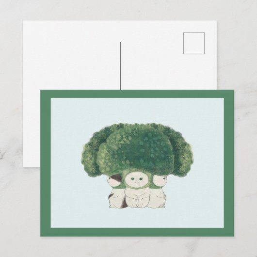 Veggie Cats Postcard -broccoli cat- ポストカード (正面/裏面)
