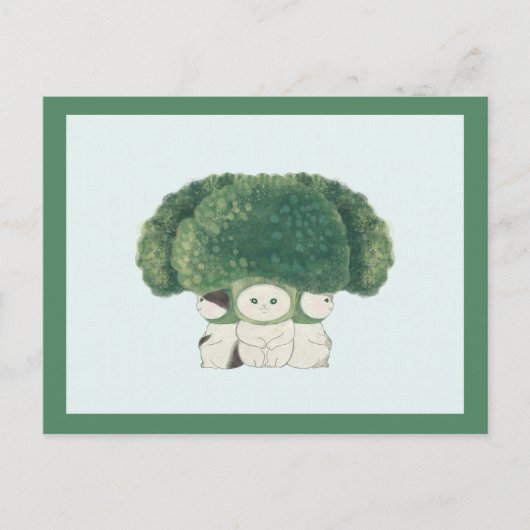 Veggie Cats Postcard -broccoli cat- ポストカード (正面)