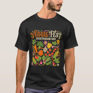 Veggie Fest Vegetarian Day Colorful Vegetable Gard Tシャツ