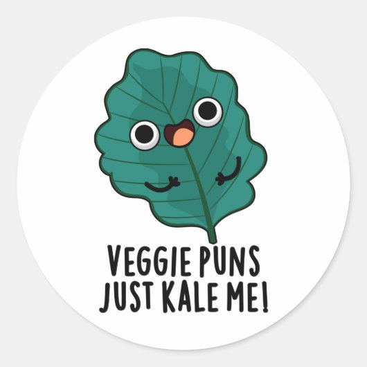 Veggie Puns Just Kale Me おもしろい Food Pun ラウンドシール (正面)