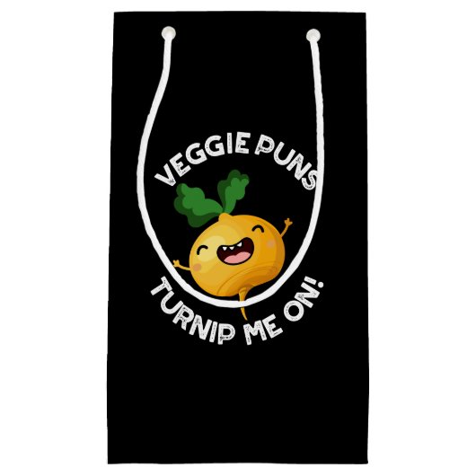 Veggie Puns Turnip Me On Pun おもしろい Dark BG スモールペーパーバッグ (正面)
