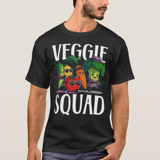 Veggie Squad Retro Vegetable Party Vegan Vegetaria Tシャツ (正面)