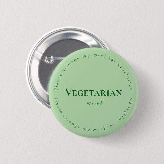 Vegitarian meal Request Badge, Green 缶バッジ (正面&裏面)