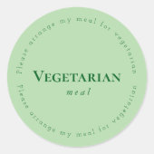 Vegitarian meal Request Sticker, Green ラウンドシール (正面)