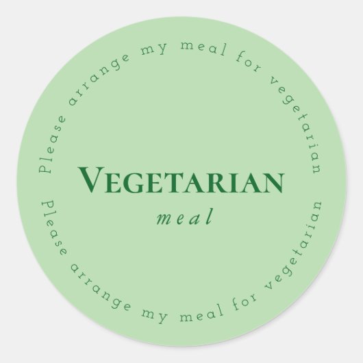Vegitarian meal Request Sticker, Green ラウンドシール (正面)