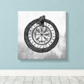 VegviserとOuroborosとルーン – グレースケール キャンバスプリント (インサイチュ (ウッドフロア))