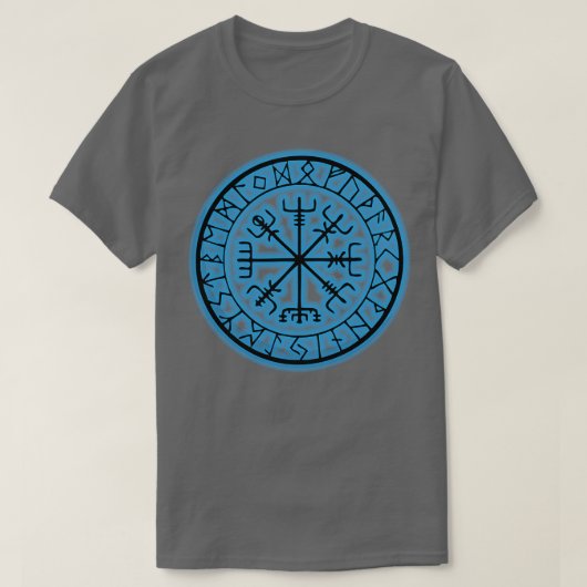 Vegviser古代ランズコンパスオブザバイキング Tシャツ (デザイン正面)