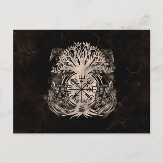 Vegviser – レイヴンス&ウルフとYggdrasil ポストカード (正面)