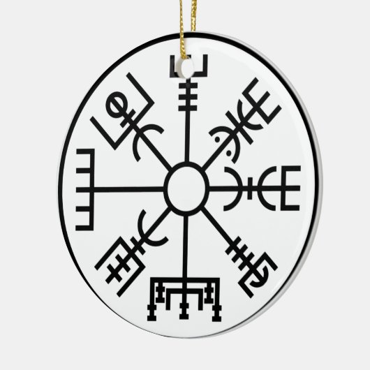 vegvisirのバイキングの記号のNorseの盾Odin セラミックオーナメント (左)