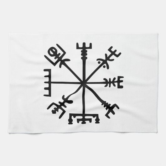 Vegvísir (バイキングのコンパス) キッチンタオル (横)