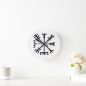 Vegvísir (バイキングのコンパス) ラウンド壁時計 (ホーム)