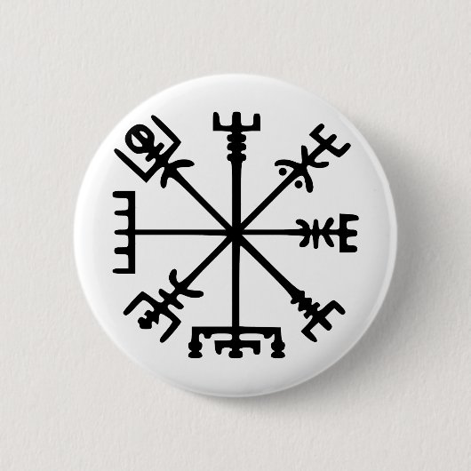 Vegvísir (バイキングのコンパス) 缶バッジ (正面)