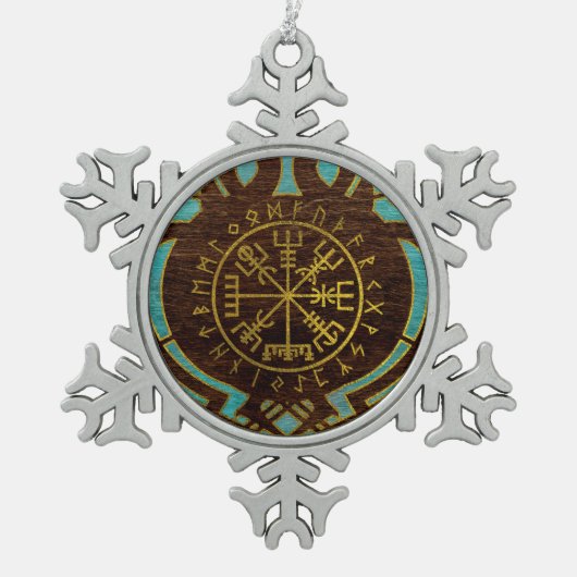 Vegvisir -バイキングの運行コンパス スノーフレークピューターオーナメント (正面)